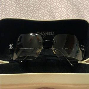 Authentic Chanel Sunglasses With Bedazzled Logo